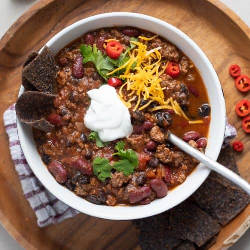 Warm comforting beef chili. A family favorite!