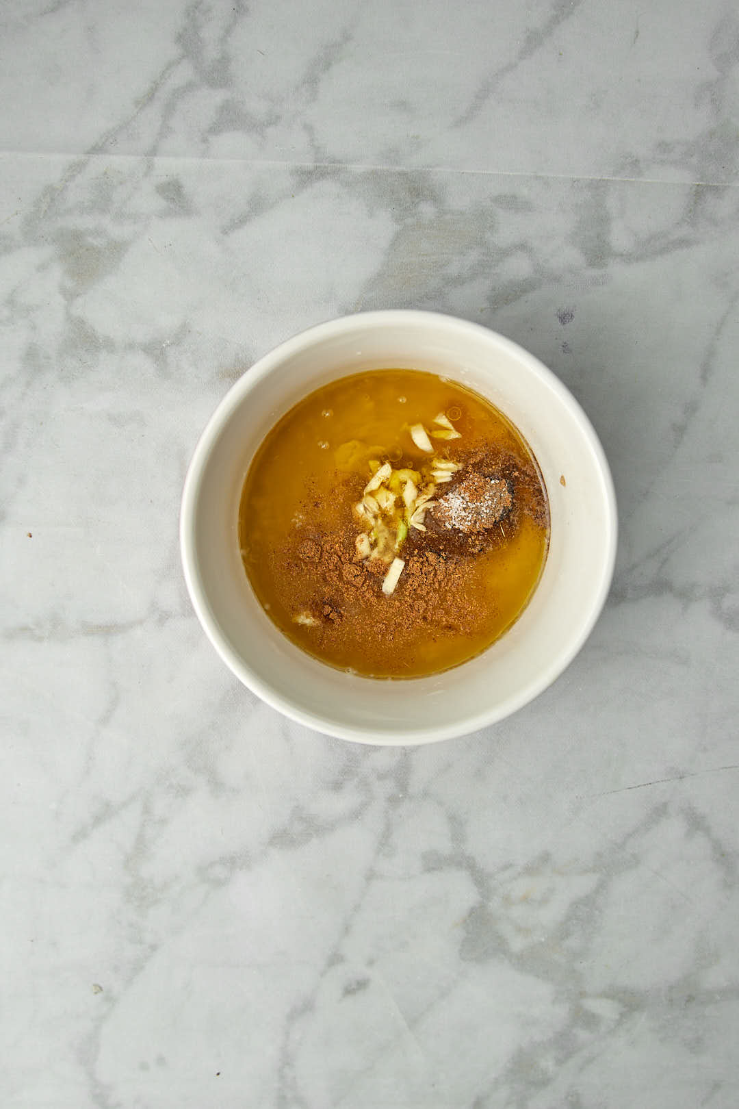 tahini dressing ingredients in a small bowl