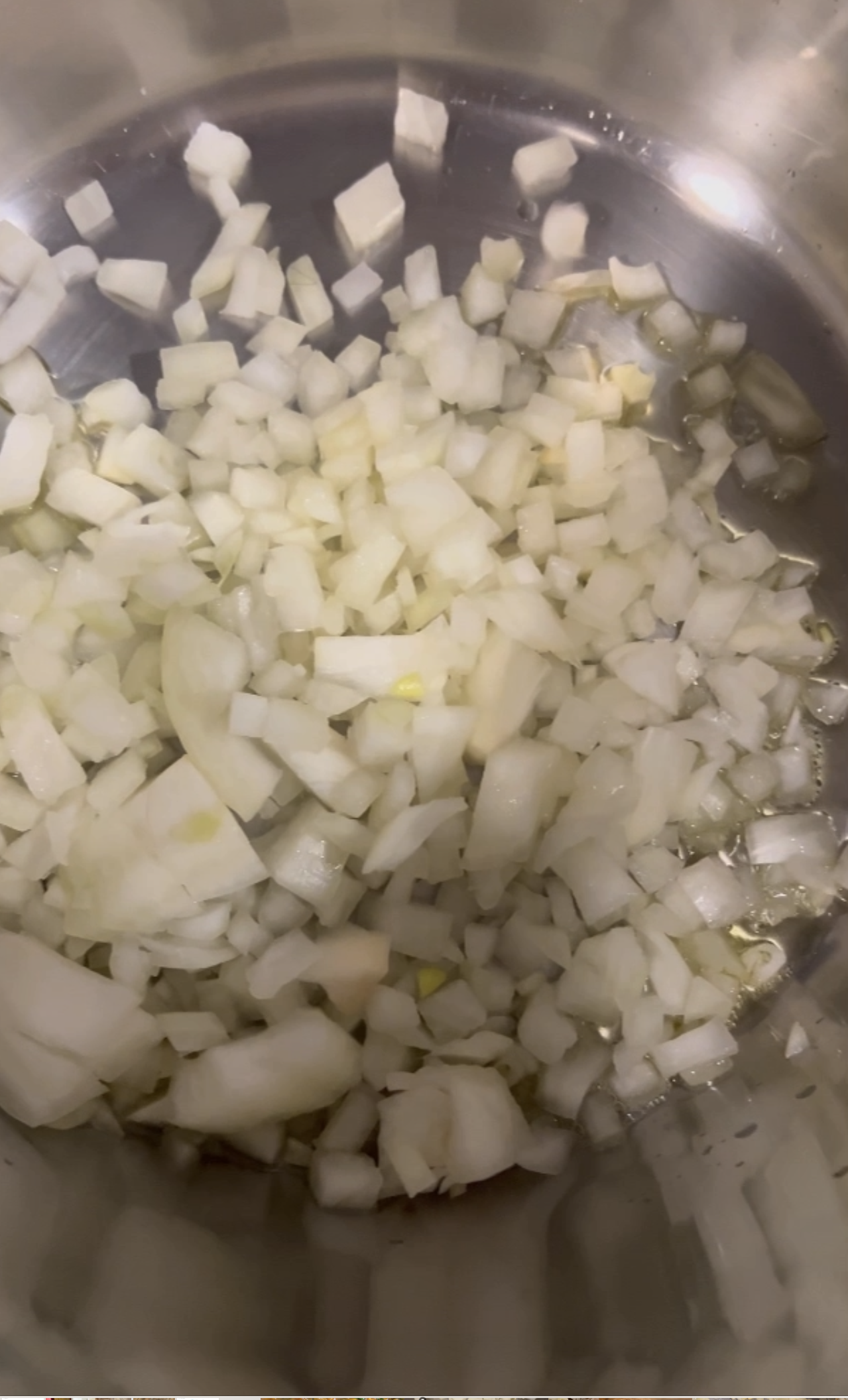 Onions sauteing in saucepan