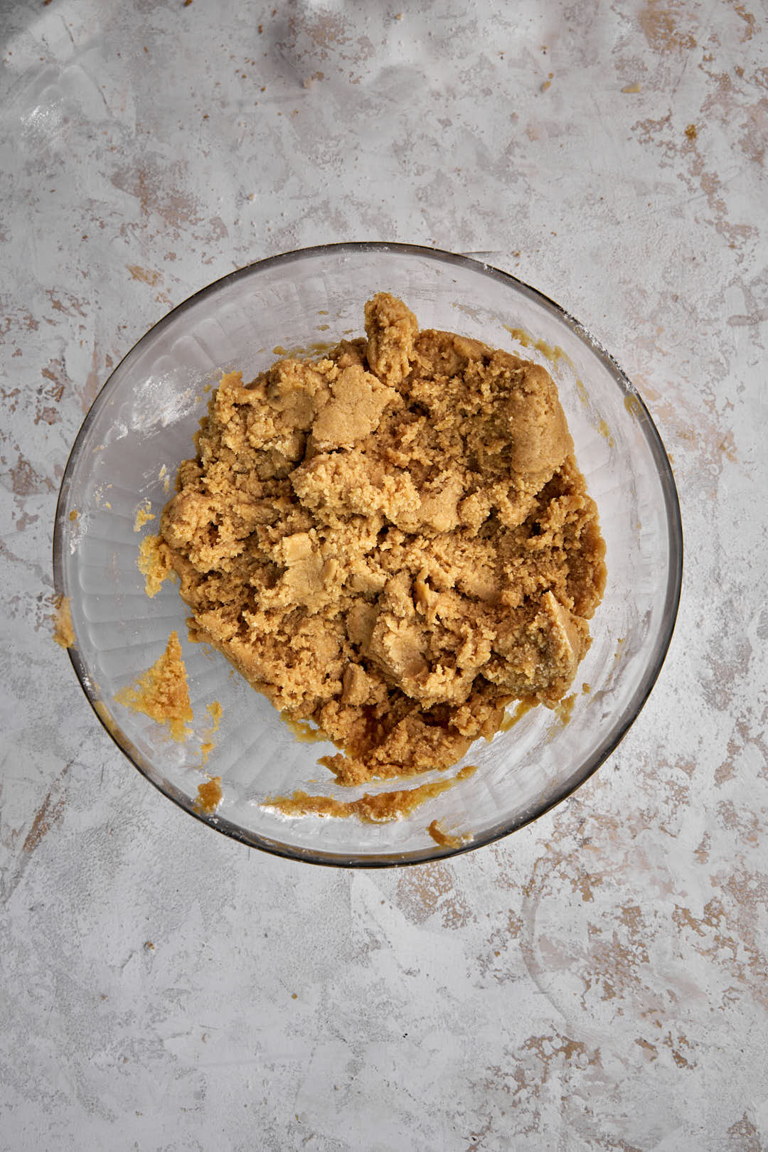 almond croissant cookie dough in a glass bowl.