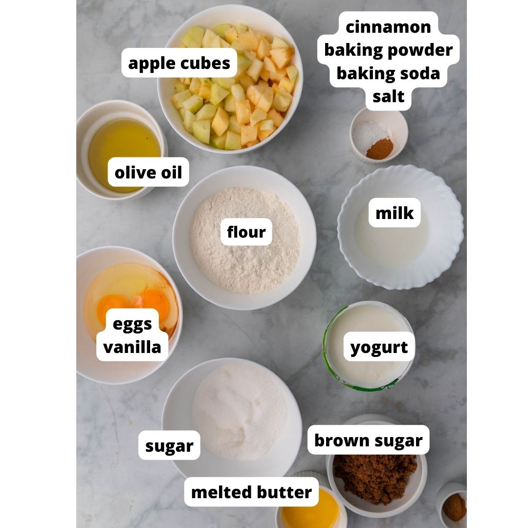 ingredients needed to make apple yogurt cake