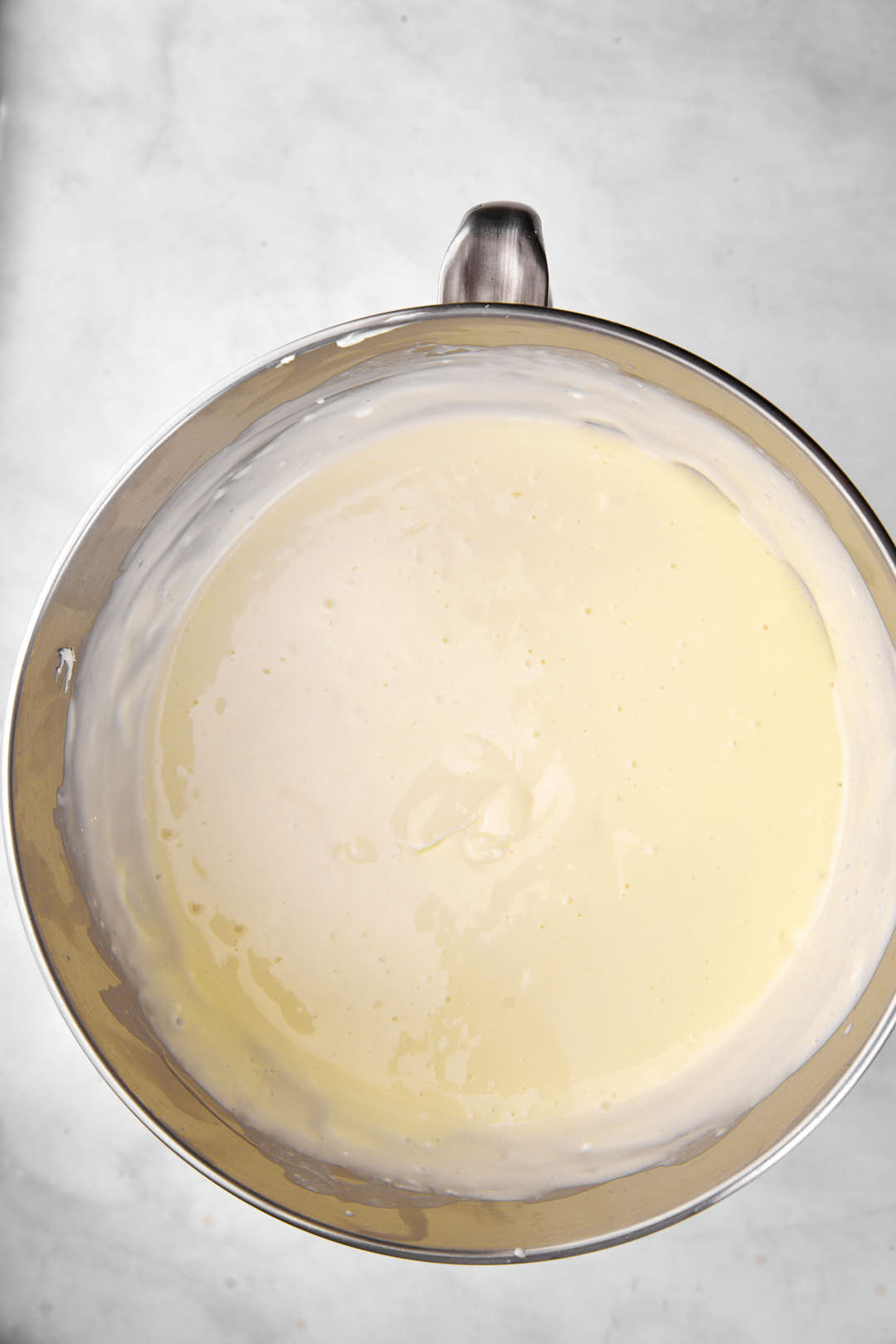 cheesecake filling in stand mixer bowl