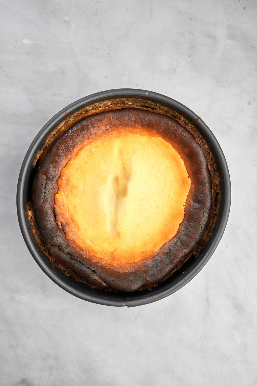 baked cheesecake in springform pan.