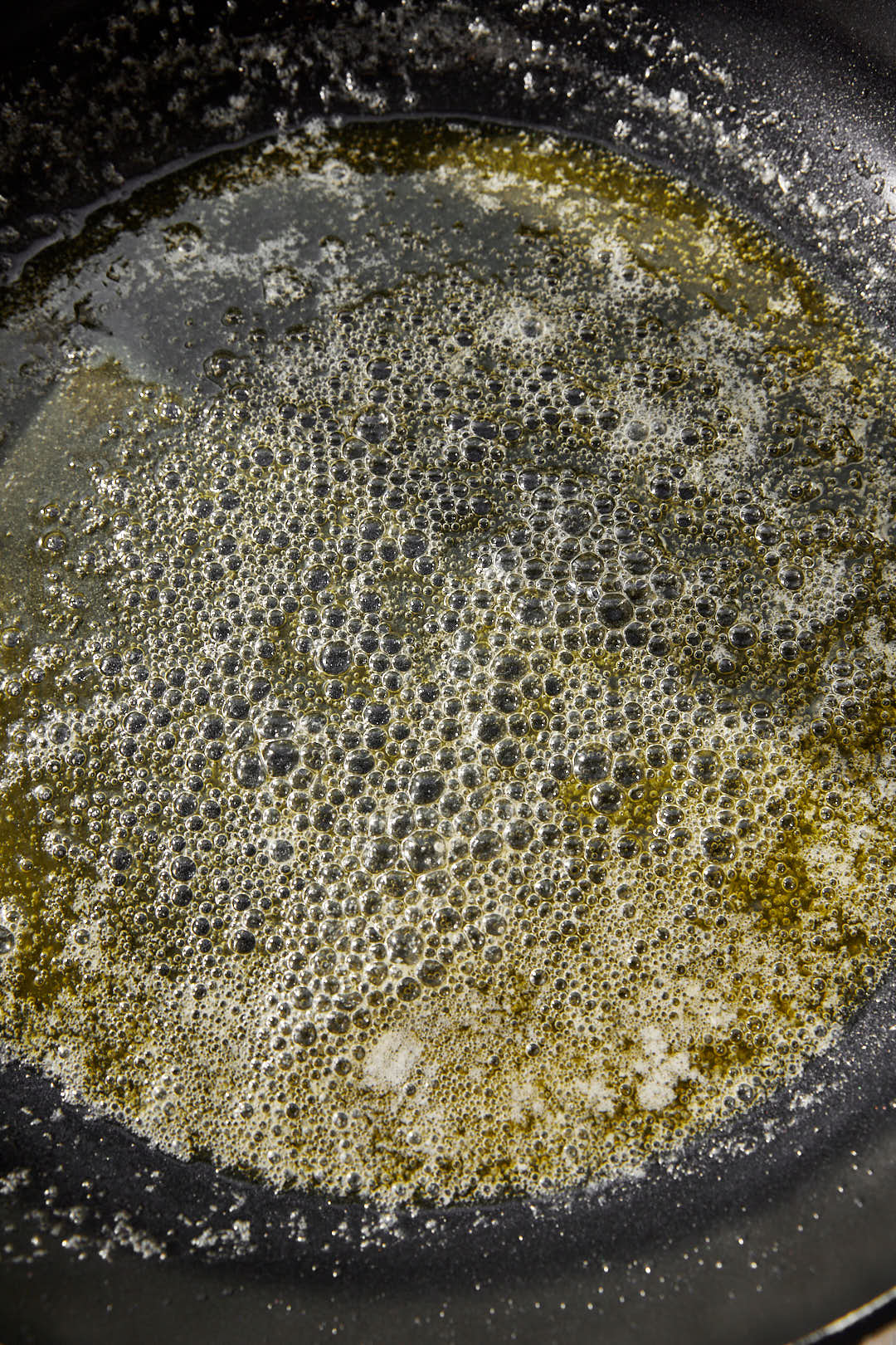 foamy brown butter in a skillet.