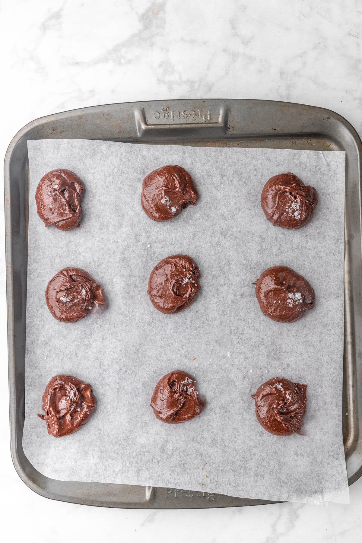 sea salt sprinkled on brownie cookie batter.