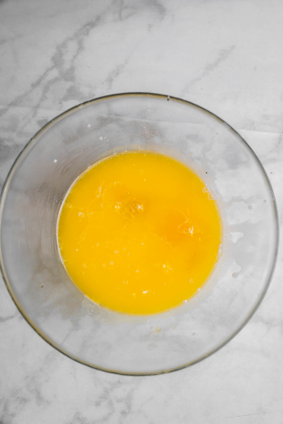 melted butter in a glass bowl.