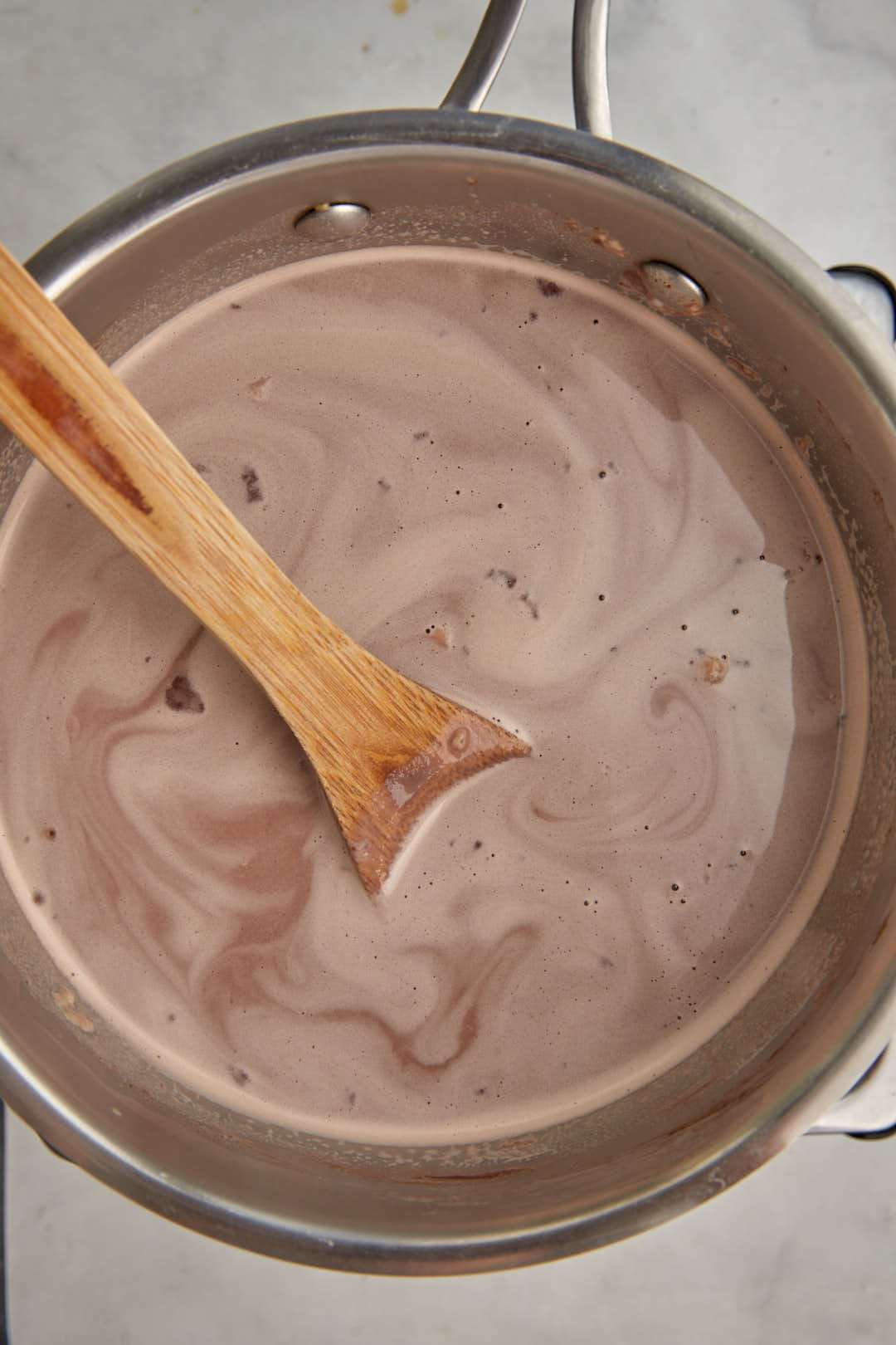 chocolate pudding ingredients in a saucepan over medium high heat.