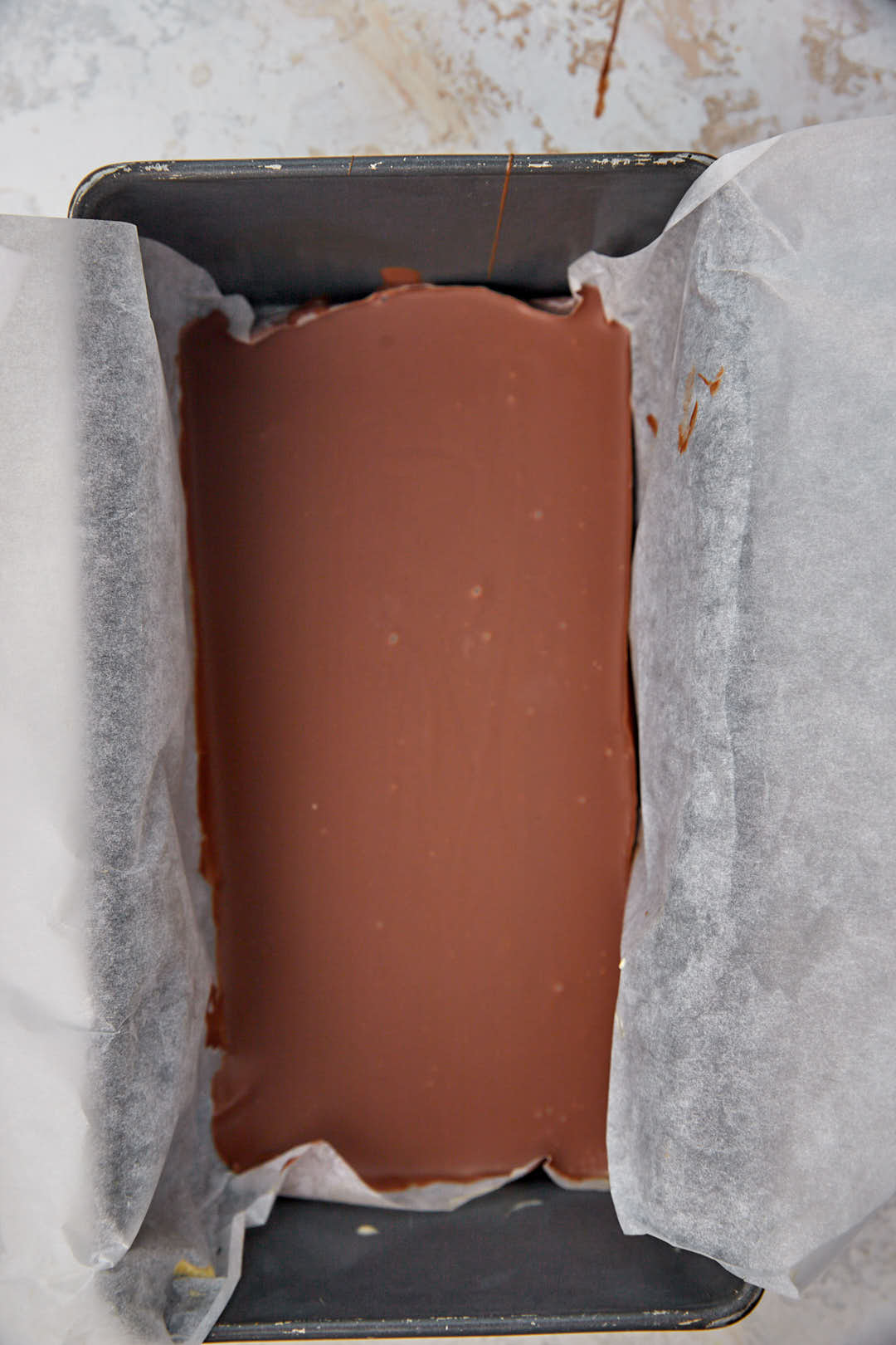 set chocolate in loaf pan.