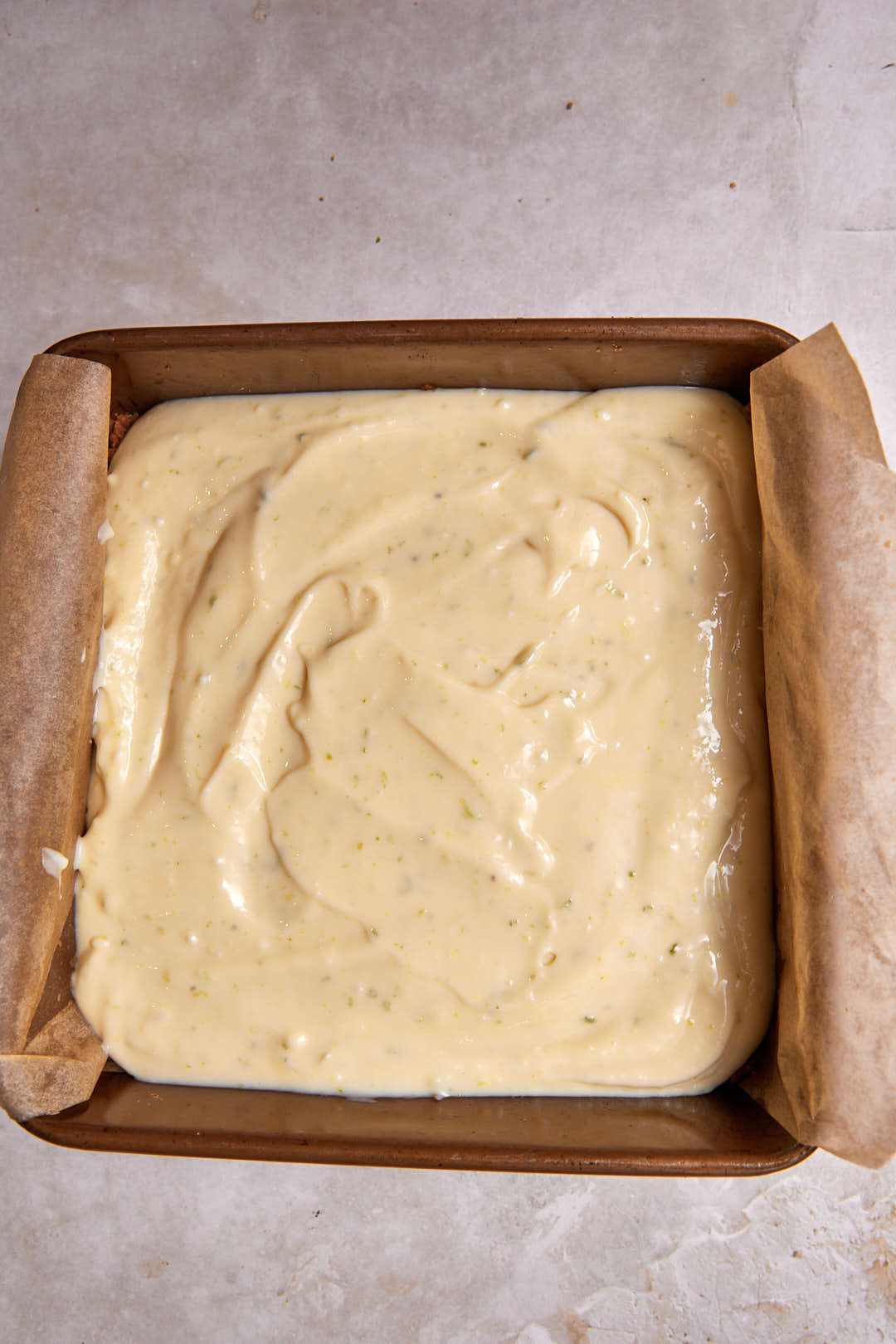 key lime pie bars before baking.