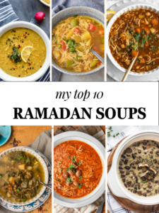 top 10 ramadan soups text with image of 6 soups