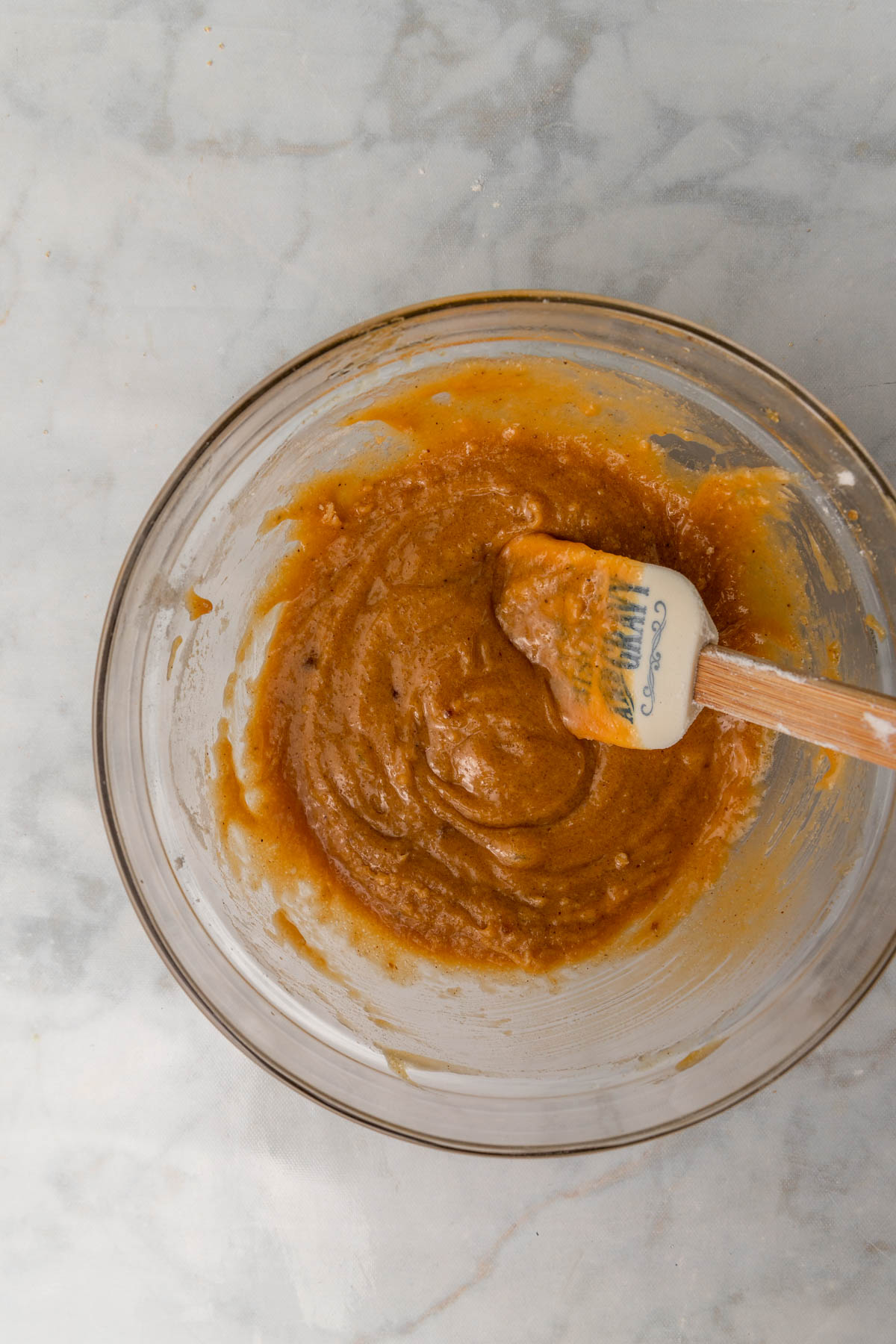 blondie batter in a glass bowl.