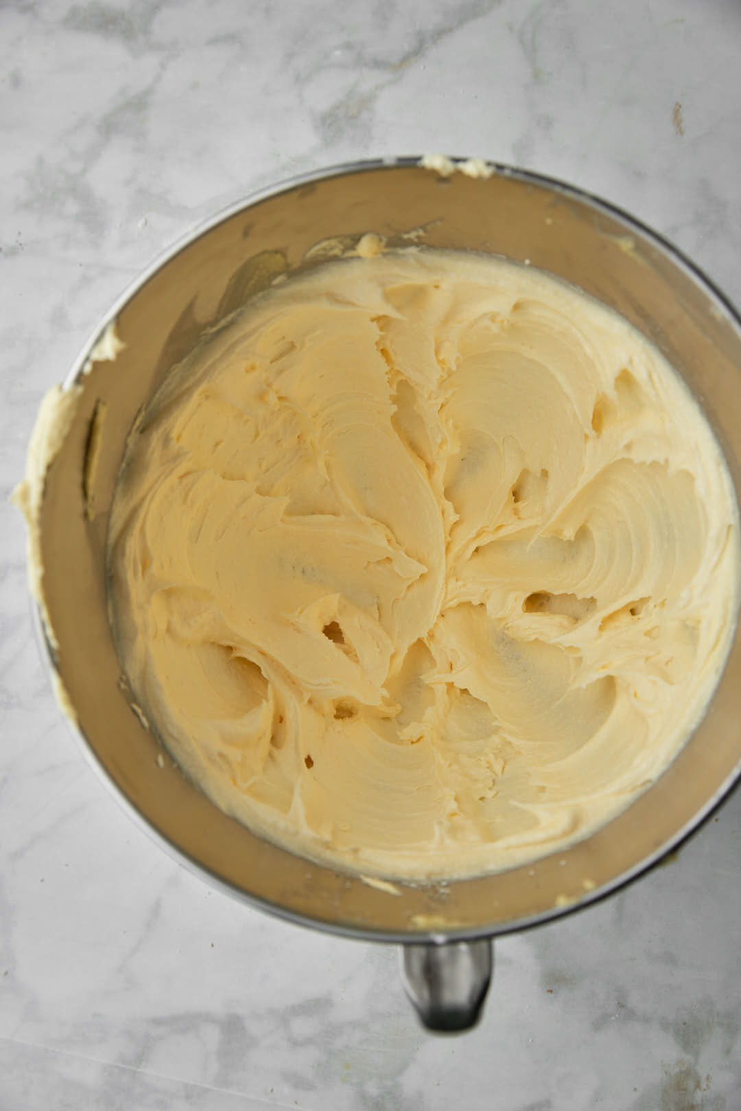 sugar and ghee creamed together in stand mixer
