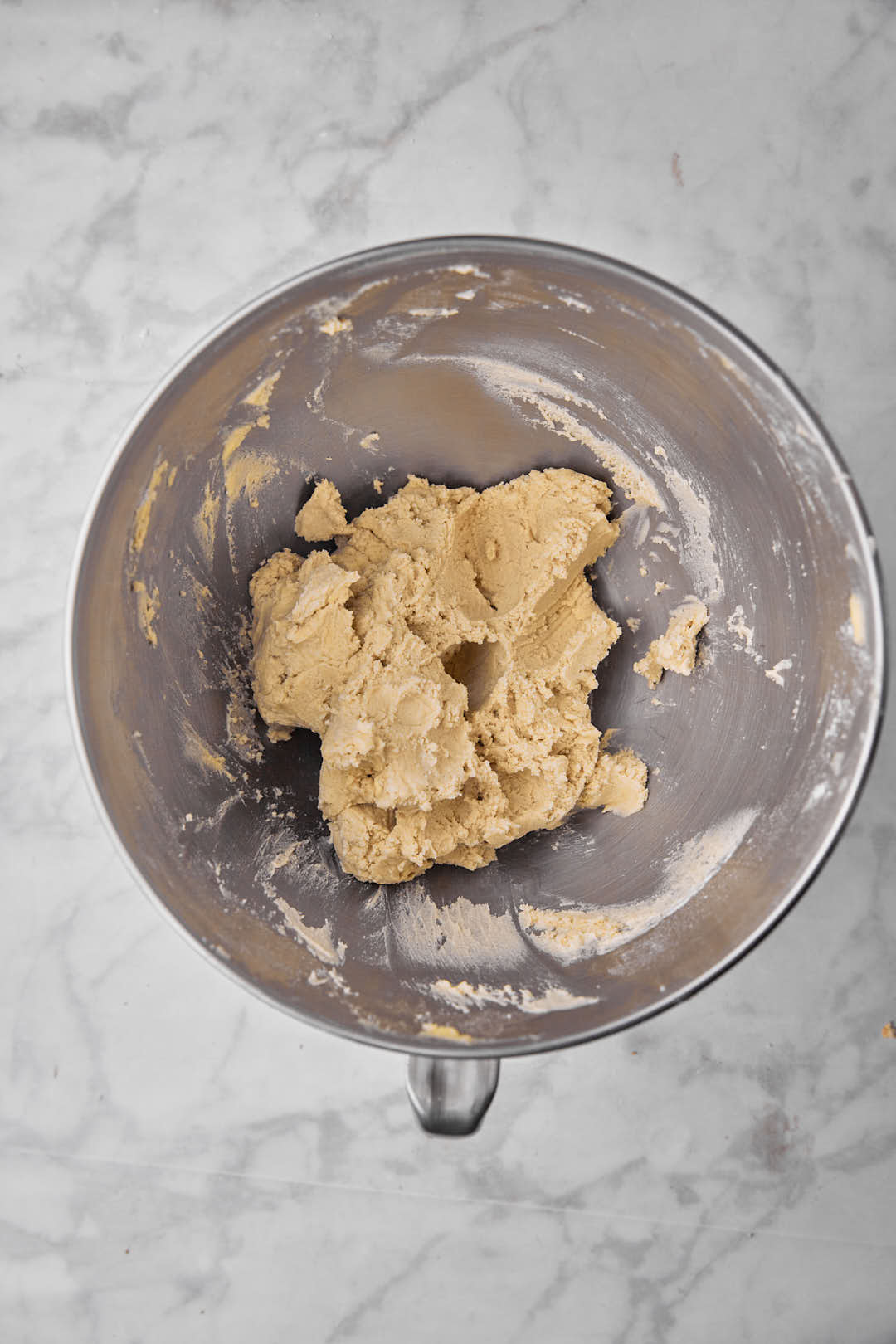 ghraybeh dough in stand mixer.