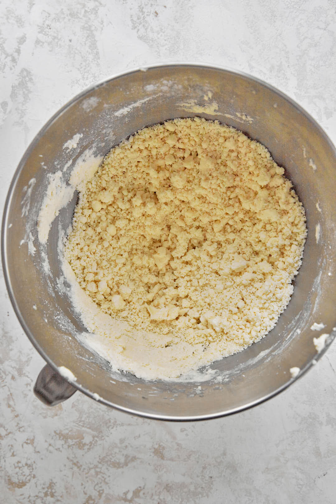 flour and ghee creamed together in stand mixer.