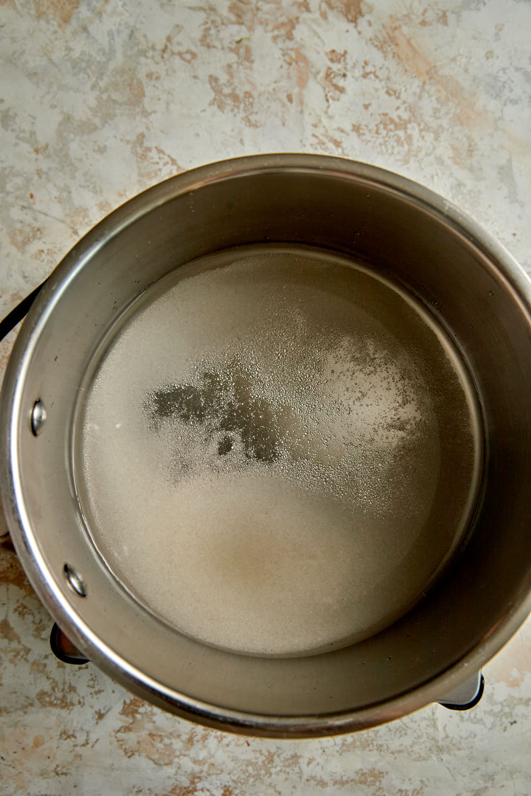 sugar and water in a saucepan.