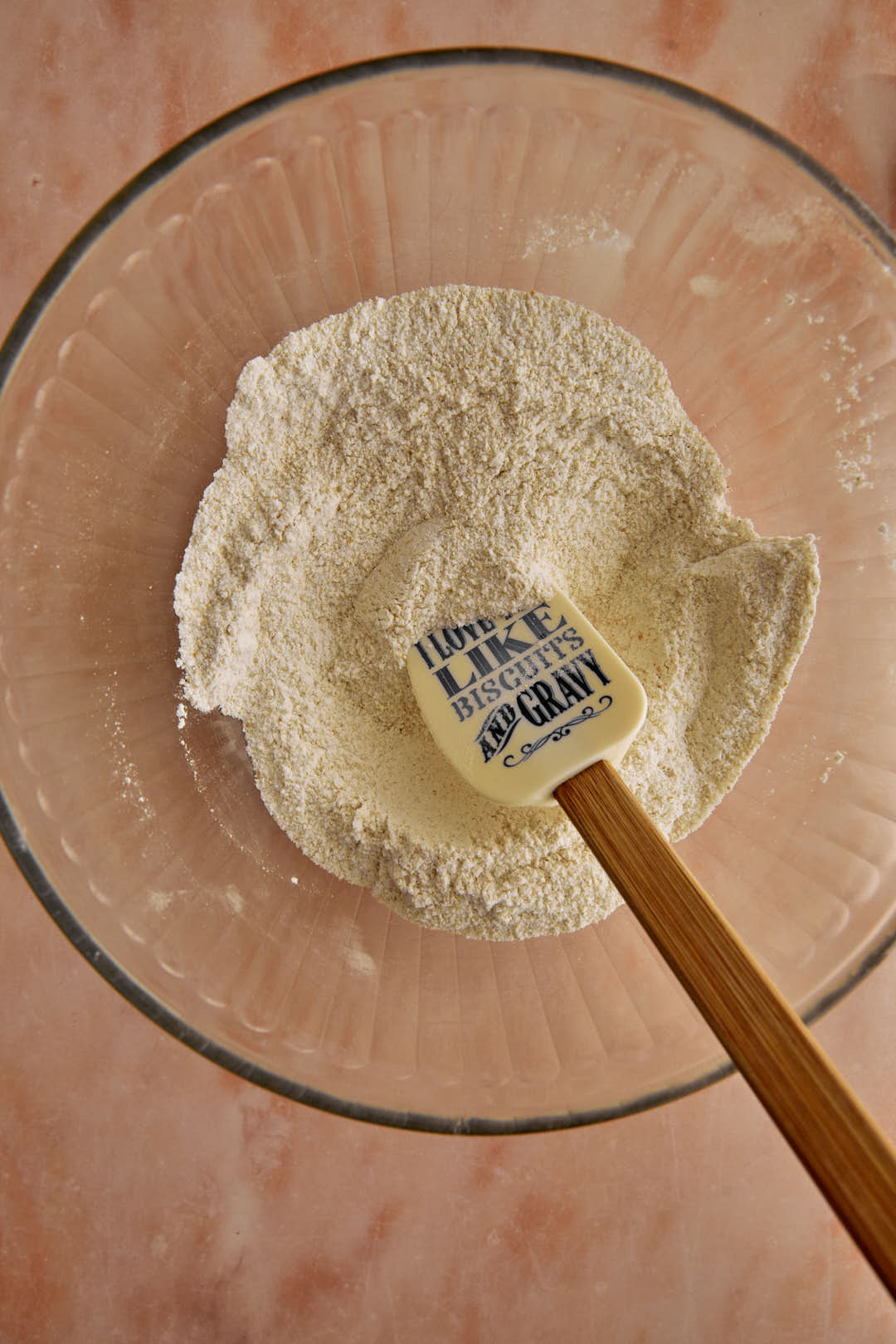 dry ingredients in a glass bowl.