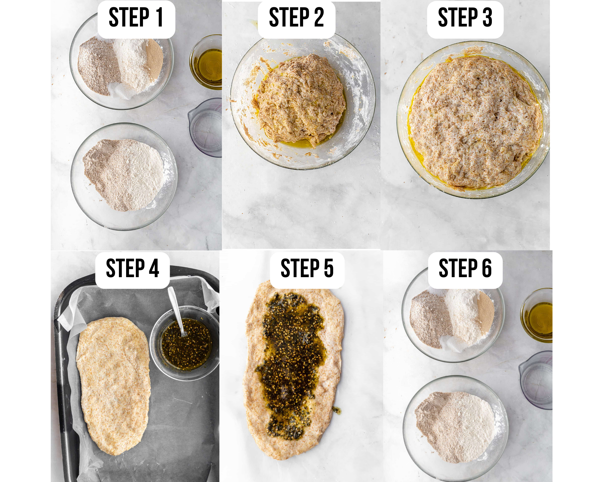 step by step photos to make easy Lebanese pizza dough