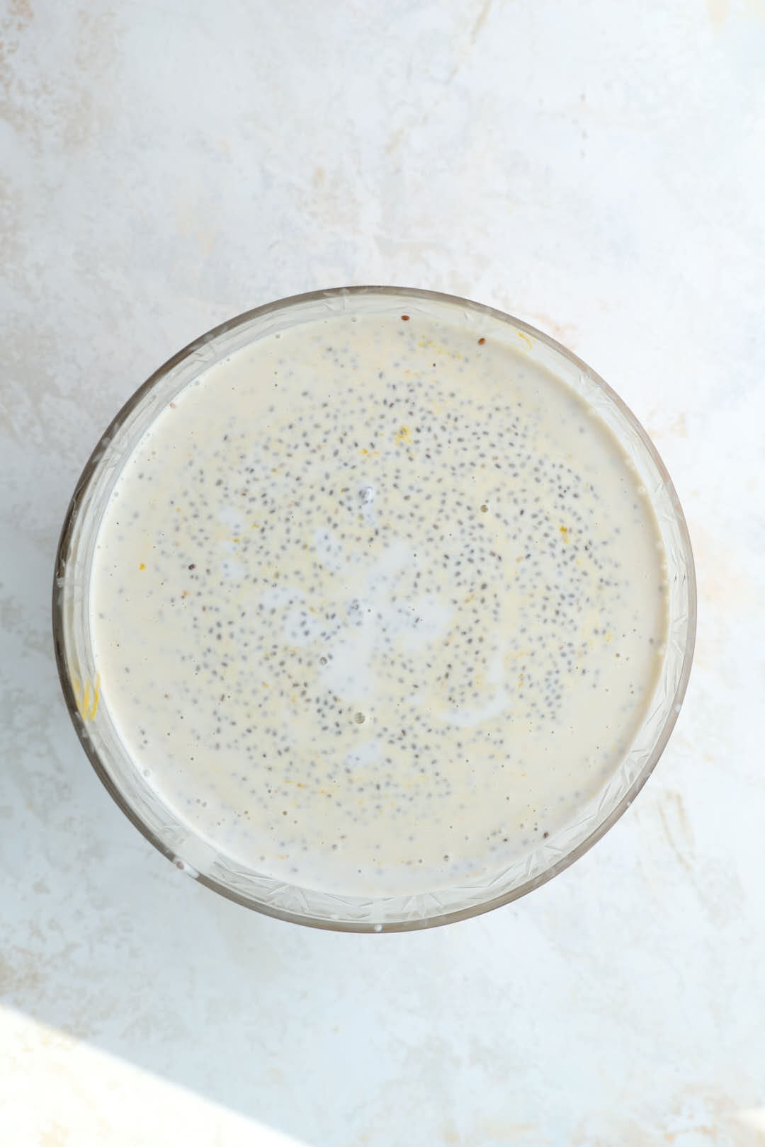 chia pudding mixed together and placed in serving bowl.