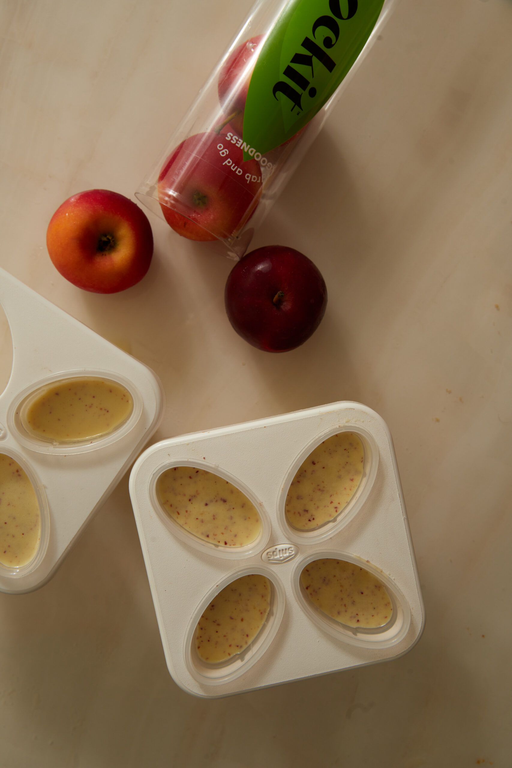 frozen apple popsicles in molds.
