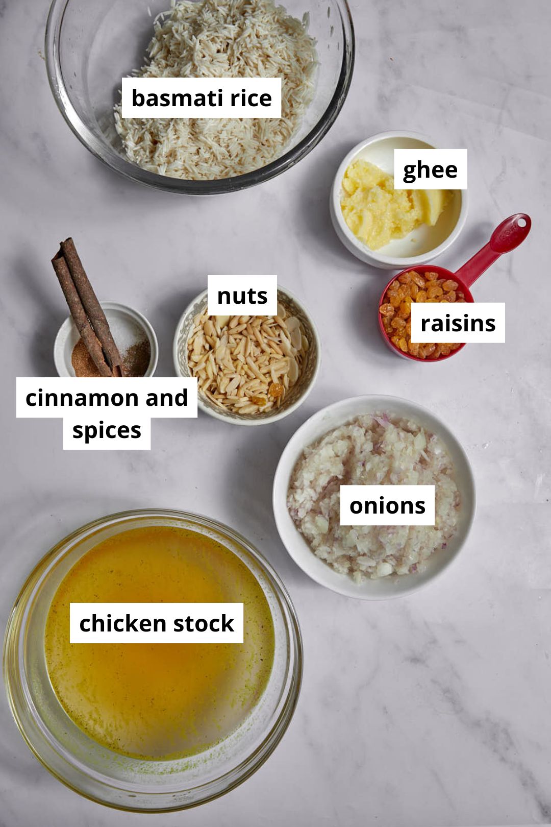 ingredients needed to make raisin rice pilaf