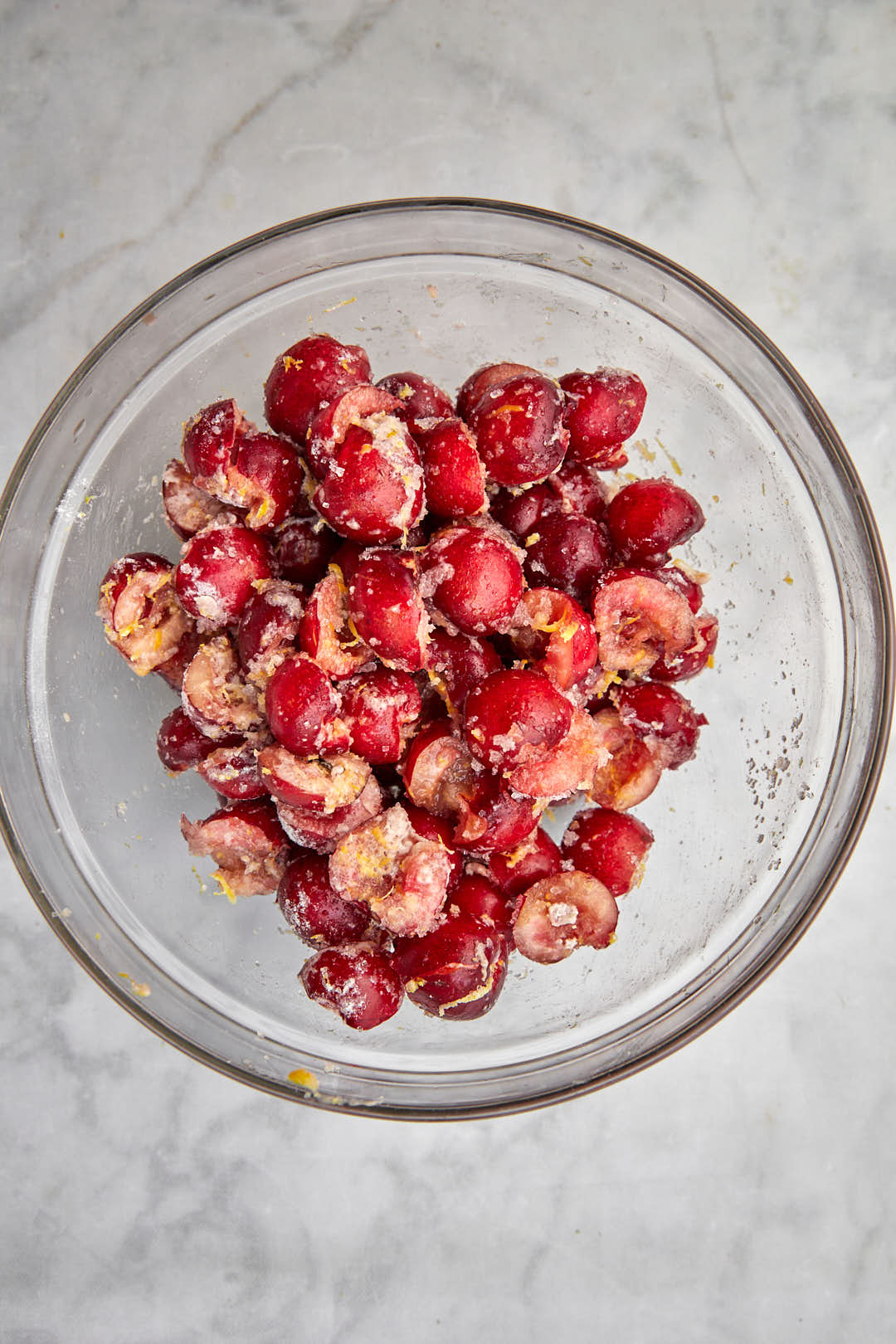 fresh cherries in glass bowl