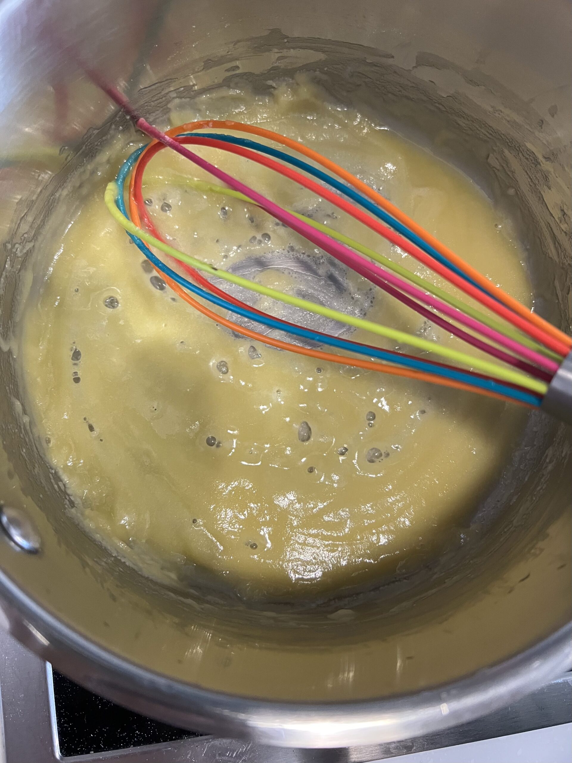 melted butter and flour in a saucepan with a whisk.